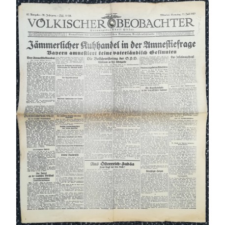 10770	 Kampfzeit VÖLKISCHER BEOBACHTER	 No. 87	 11.Juli 1925	 Jämmlicher Kuhhandel in der Amnestiefrage			