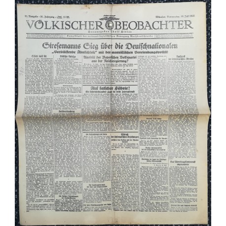 10773	 Kampfzeit VÖLKISCHER BEOBACHTER	 No. 91	 16.Juli 1925	 Stresemanns Sieg über die Deutschnationalen		