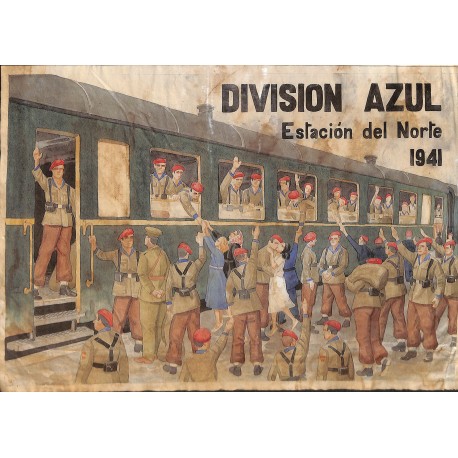 10473	 Poster Division Azul	 1941 Estacion del Norte soldiers train	