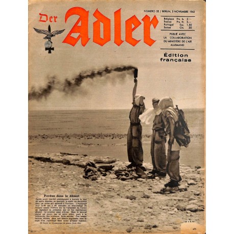 0803	 DER ADLER	 -No.	22	-1942 French edition/ edition francaise	 vintage German Luftwaffe Magazine Air Force WW2 WWII 