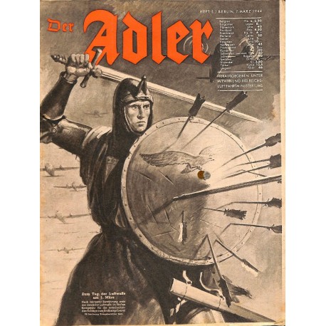 0807	 DER ADLER	 -No.	5	-1944 Europe edition	 vintage German Luftwaffe Magazine Air Force WW2 WWII 