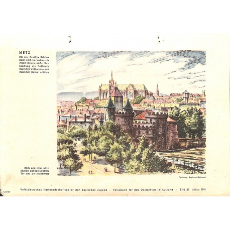 10351	 Third Reich print 	 Metz/France, painting by Reimesch	