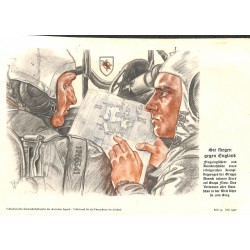 10338	 Third Reich print 	 Wolf Willrich Luftwaffe pilots "Sie fliegen gegen England" Englad bomb raid, printed 1940