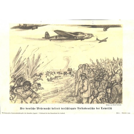 10333	 Third Reich print 	 German Luftwaffe liberates Germans at Lowitsch WWII, printed 1939