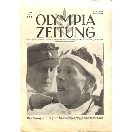 9744	 Third Reich Olympic Winter Games	 OLYMPIA ZEITUNG	 No. 	 9-1936 13.Februar	 8th day of the Games	