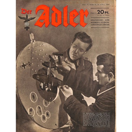 0826	 DER ADLER	 -No.	9	-1944	 vintage German Luftwaffe Magazine Air Force WW2 WWII 