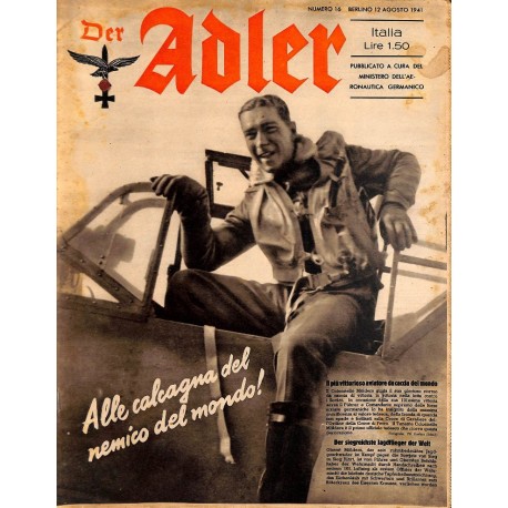 0841	 DER ADLER	 -No.	16	-1941 Italian issue	 vintage German Luftwaffe Magazine Air Force WW2 WWII 