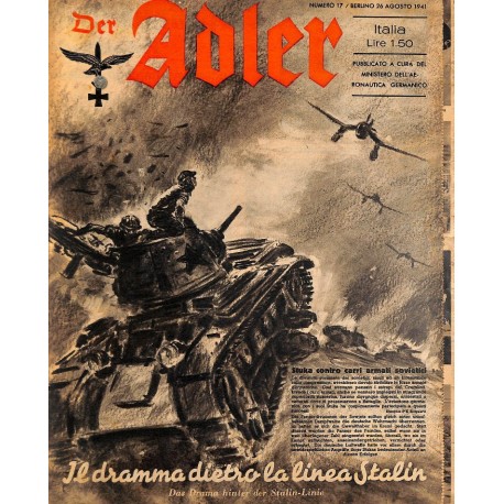 0842	 DER ADLER	 -No.	17	-1941 Italian issue	 vintage German Luftwaffe Magazine Air Force WW2 WWII