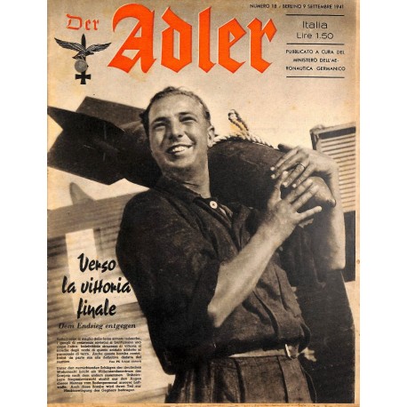 0843	 DER ADLER	 -No.	18	-1941 Italian issue	 vintage German Luftwaffe Magazine Air Force WW2 WWII 