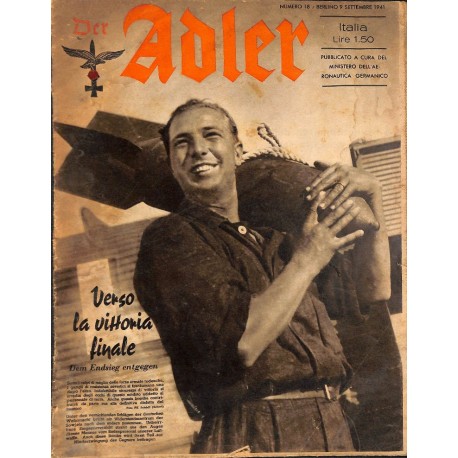 0850	 DER ADLER	 -No.	18	-1941 Italian issue	 vintage German Luftwaffe Magazine Air Force WW2 WWII 