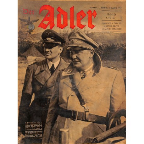 0855	 DER ADLER	 -No.	5	-1942 Italian issue	 vintage German Luftwaffe Magazine Air Force WW2 WWII