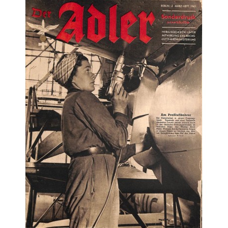 0856	 DER ADLER	 -No.	2.März Heft	-1943 Sonderdruck	 vintage German Luftwaffe Magazine Air Force WW2 WWII