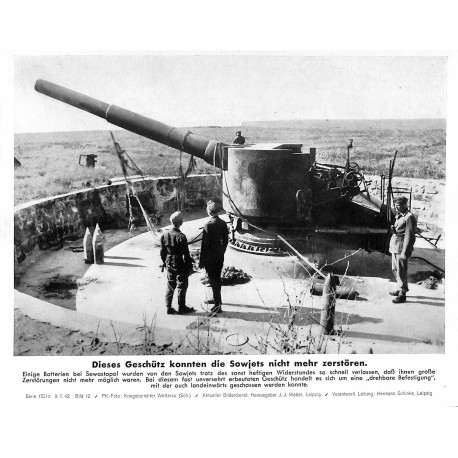 13817	 WWII press photo print	 Dieses Geschütz konnten die Sowjets nicht mehr zerstören	 Russia, 1942, Serie 1521c	