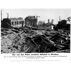 13859	 WWII press photo print	 Der von den Polen zerstörte Bahnhof in Dirschau	 Poland, 1939, Serie 1373d	 