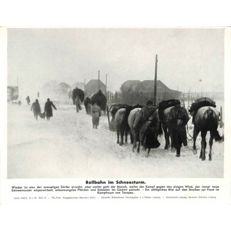 13901	 WWII press photo print	 Rollbahn im Schneesturm	 Russia 1943, Serie 1547d	