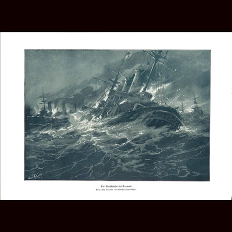 9003	 WWI print	 Sea battle Coronel by Professor Hans Bohrdt	