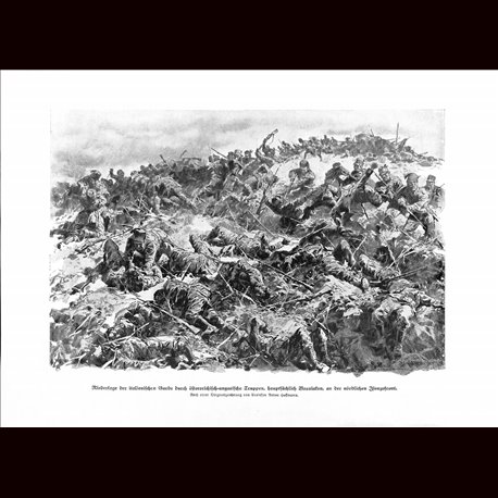 9020	 WWI print	 Isonzo front , Italian tropps defeated by Hungro-Austrian soldiers Bosniaken by Anton Hoffmann	