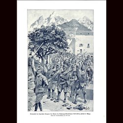 9021	 WWI print	 Hungro-Austrian soldiers Army of Erzherzog-Thronfolger Karl Franz Joseph in Asiago Italy	