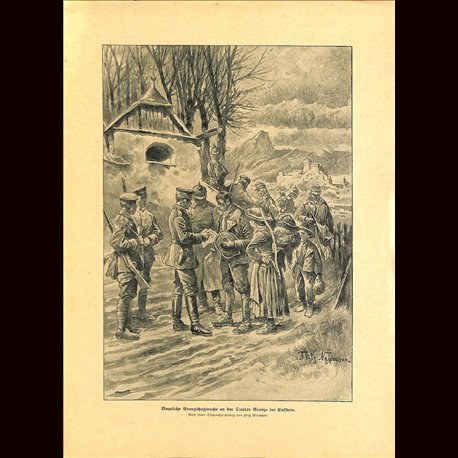 9040	 WWI print	 Bavarian soliders border line Tirol Kuffstein	