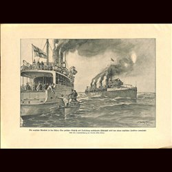 9041	 WWI print	 English ships Trelleborg Sassnitz by Willy Stöwer	 