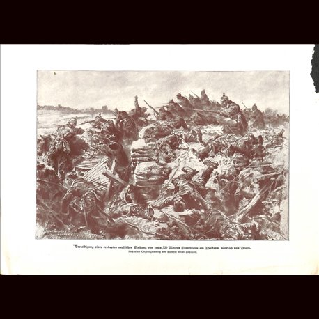 9047	 WWI print	 Ypern trench German soliders in English trenches by Anton Hoffmann	 