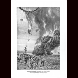 9060	 WWI print	 French balloons shot down by German airplanes by Hans Schmidt	