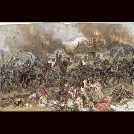 9071	 WWI print	 Romaniac Cavalry fled from army Mackensen Walachei by Max Tilke