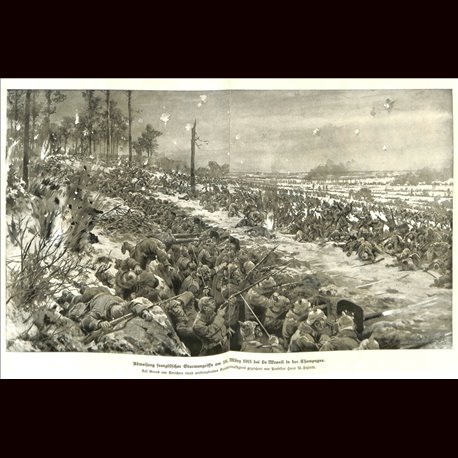 9089	 WWI print	 Le Mesnil France Champagne German soldiers trenches by Hans Schmidt	