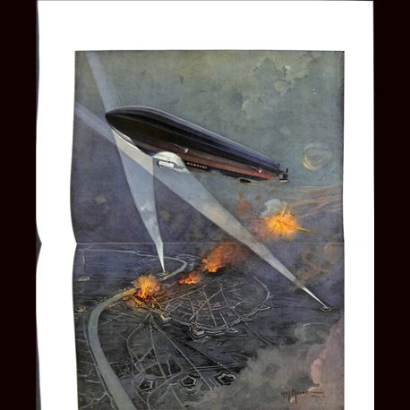 9103	 WWI print	 Zeppelin Antwerpen by Moralt	