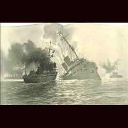 9108	 WWI print	 German ship Königin Luise Themse by Hans Bohrdt	