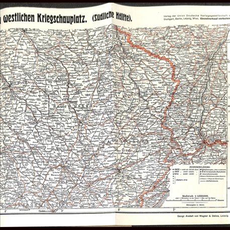 9110	 WWI print	 map 1914/15 France South battelfields	  