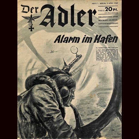 0439	 DER ADLER	missing page -No.	7	-1940	 vintage German Luftwaffe Magazine Air Force WW2 WWII 