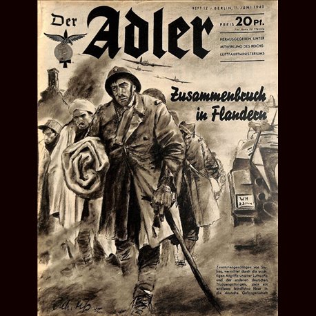 0444	 DER ADLER	 -No.	12	-1940	 vintage German Luftwaffe Magazine Air Force WW2 WWII 