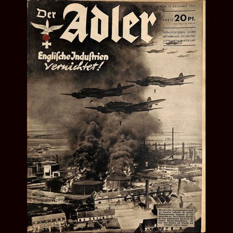 0453	 DER ADLER	 -No.	25	-1940	 vintage German Luftwaffe Magazine Air Force WW2 WWII 