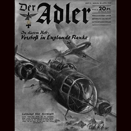 0469	 DER ADLER	 -No.	9	-1940	 vintage German Luftwaffe Magazine Air Force WW2 WWII 