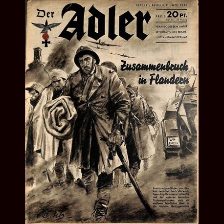 0473	 DER ADLER	 -No.	12	-1940	 vintage German Luftwaffe Magazine Air Force WW2 WWII