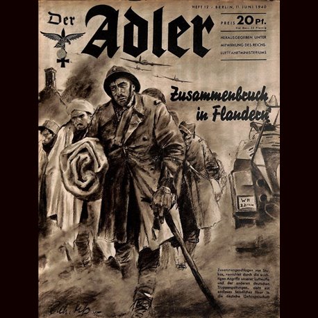 0489	 DER ADLER	 -No.	12	-1940	 vintage German Luftwaffe Magazine Air Force WW2 WWII 