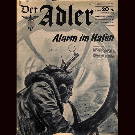 0495	 DER ADLER	 -No.	7	-1940	 vintage German Luftwaffe Magazine Air Force WW2 WWII