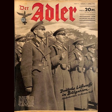 0537	 DER ADLER	 -No.	7	-1941	 vintage German Luftwaffe Magazine Air Force WW2 WWII