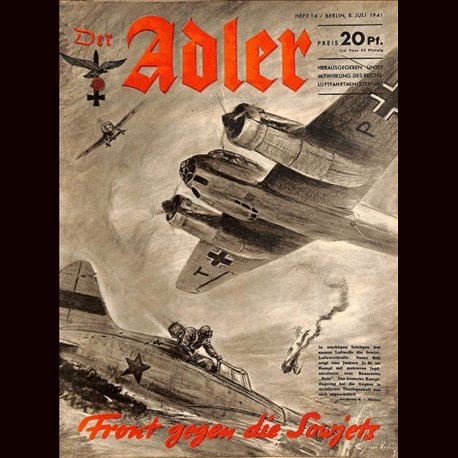 0546	 DER ADLER	 -No.	14	-1941	 vintage German Luftwaffe Magazine Air Force WW2 WWII