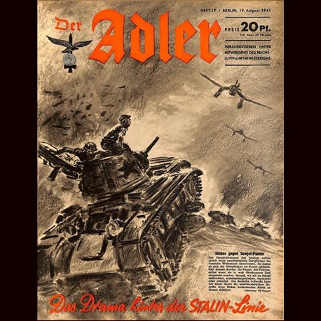 0551	 DER ADLER	 -No.	17	-1941	 vintage German Luftwaffe Magazine Air Force WW2 WWII - content: 	Stalin Line Soviet Russia 