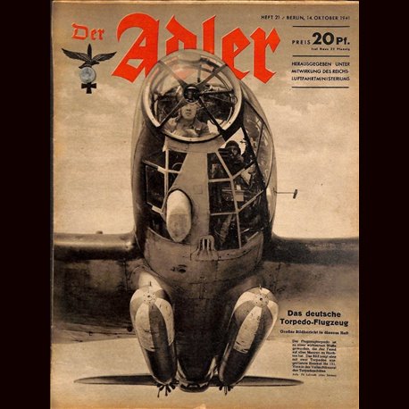 0554	 DER ADLER	 -No.	21	-1941	 vintage German Luftwaffe Magazine Air Force WW2 WWII 