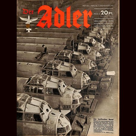 0557	 DER ADLER	 -No.	23	-1941	 vintage German Luftwaffe Magazine Air Force WW2 WWII