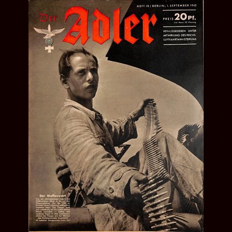 0579	 DER ADLER	 -No.	18	-1942	 vintage German Luftwaffe Magazine Air Force WW2 WWII 