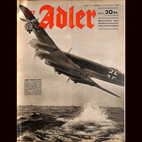 0584	 DER ADLER	 -No.	17	-1942	 vintage German Luftwaffe Magazine Air Force WW2 WWII 