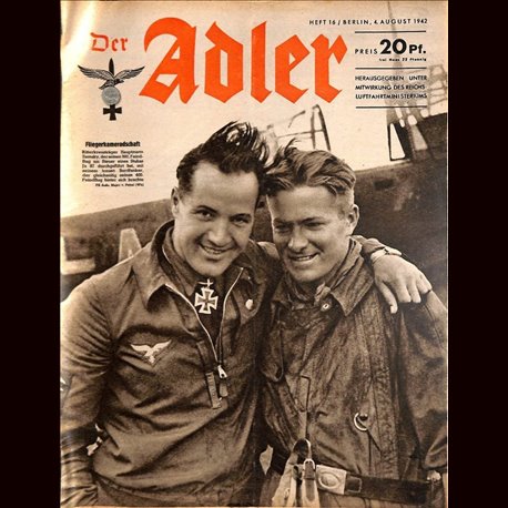 0585	 DER ADLER	 -No.	16	-1942	 vintage German Luftwaffe Magazine Air Force WW2 WWII