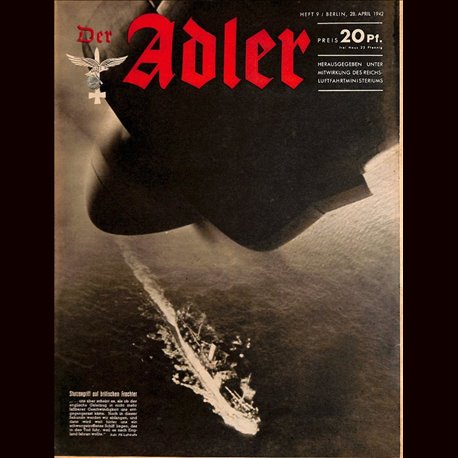 0596	 DER ADLER	 -No.	9	-1942	 vintage German Luftwaffe Magazine Air Force WW2 WWII