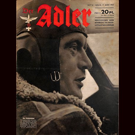 0599	 DER ADLER	 -No.	6	-1942	 vintage German Luftwaffe Magazine Air Force WW2 WWII