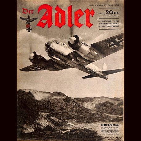 0606	 DER ADLER	 -No.	4	-1942	 vintage German Luftwaffe Magazine Air Force WW2 WWII 