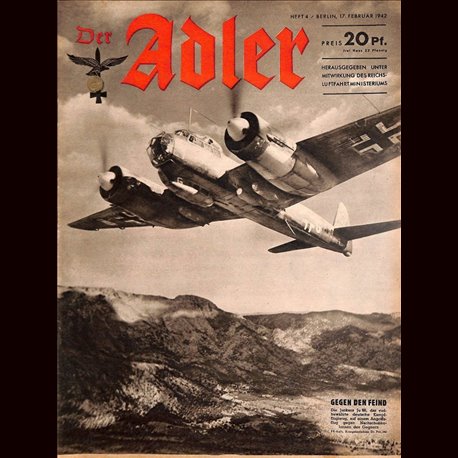 0609	 DER ADLER	 -No.	4	-1942	 vintage German Luftwaffe Magazine Air Force WW2 WWII